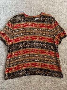 Kasper And Company Multicolor Patterned Short Sleeve Vintage Top size 16
